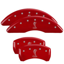 Cargar imagen en el visor de la galería, MGP 4 Caliper Covers Engraved Front &amp; Rear Tiffany Snake Red finish silver ch