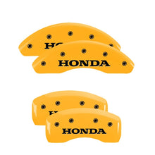 Cargar imagen en el visor de la galería, MGP 4 Caliper Covers Engraved Front &amp; Rear Honda Yellow finish black ch