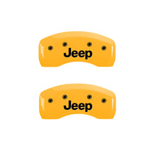 गैलरी व्यूवर में इमेज लोड करें, MGP 4 Caliper Covers Engraved Front &amp; Rear JEEP Yellow finish black ch