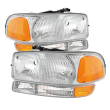 Load image into Gallery viewer, Xtune GMC Sierra 99-06 Headlights &amp; Amber Bumper Lights Chrome HD-JH-GS99-SET-OEAM-C