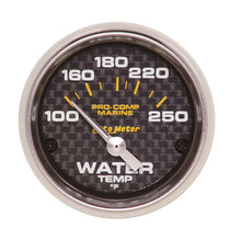 Cargar imagen en el visor de la galería, Autometer Marine Carbon Fiber Ultra-Lite 2-1/16in 100-250 Degrees Electric Water Temperature Gauge