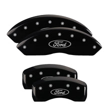 Cargar imagen en el visor de la galería, MGP 4 Caliper Covers Engraved Front &amp; Rear Oval logo/Ford Black finish silver ch