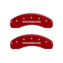 Laden Sie das Bild in den Galerie-Viewer, MGP 4 Caliper Covers Engraved Front &amp; Rear WRANGLER Red finish silver ch