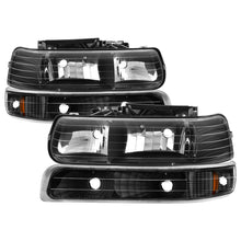 Carica l&#39;immagine nel visualizzatore di Gallery, Xtune Chevy TahOE 00-06 Amber Crystal Headlights w/ Bumper Lights Black HD-JH-CSIL99-SET-AM-BK