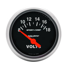 Laden Sie das Bild in den Galerie-Viewer, Autometer Sport-Comp 52mm 8-18 Volt Electronic Voltmeter Gauge