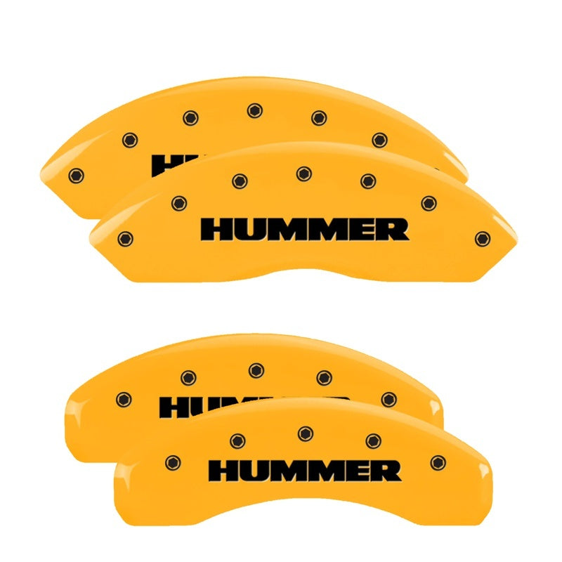 MGP 4 Caliper Covers Engraved Front & Rear Hummer Yellow Finish Black Char 2010 Hummer H3T