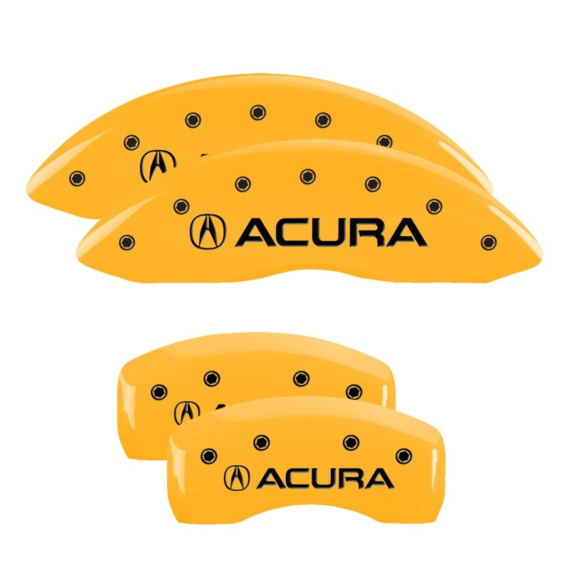 MGP 4 Caliper Covers Engraved Front & Rear Acura Yellow finish black ch