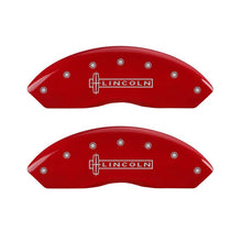 Carica l&#39;immagine nel visualizzatore di Gallery, MGP 4 Caliper Covers Engraved Front &amp; Rear Lincoln Red finish silver ch