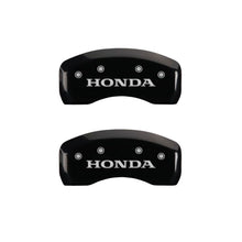 Load image into Gallery viewer, MGP 4 Caliper Covers Engraved Front &amp; Rear Honda Black Finish Silver Char 2017 Honda Civic