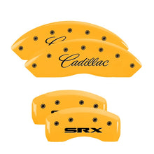 Cargar imagen en el visor de la galería, MGP 4 Caliper Covers Engraved Front Cadillac Rear SRX Yellow Finish Black Char 2006 Cadillac SRX