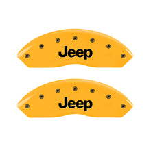 गैलरी व्यूवर में इमेज लोड करें, MGP 4 Caliper Covers Engraved Front &amp; Rear Jeep Yellow Finish Black Char 2006 Jeep Wrangler