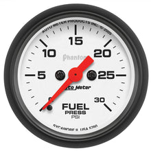 Carica l&#39;immagine nel visualizzatore di Gallery, Autometer Phantom Fuel Pressure gauge 52mm 0-30 PSI Full Sweep Elec