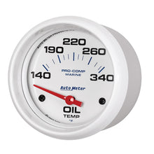 Laden Sie das Bild in den Galerie-Viewer, Autometer Marine White Air-Core Electric Oil Temperature Gauge 2-5/8in 140-300 Deg F