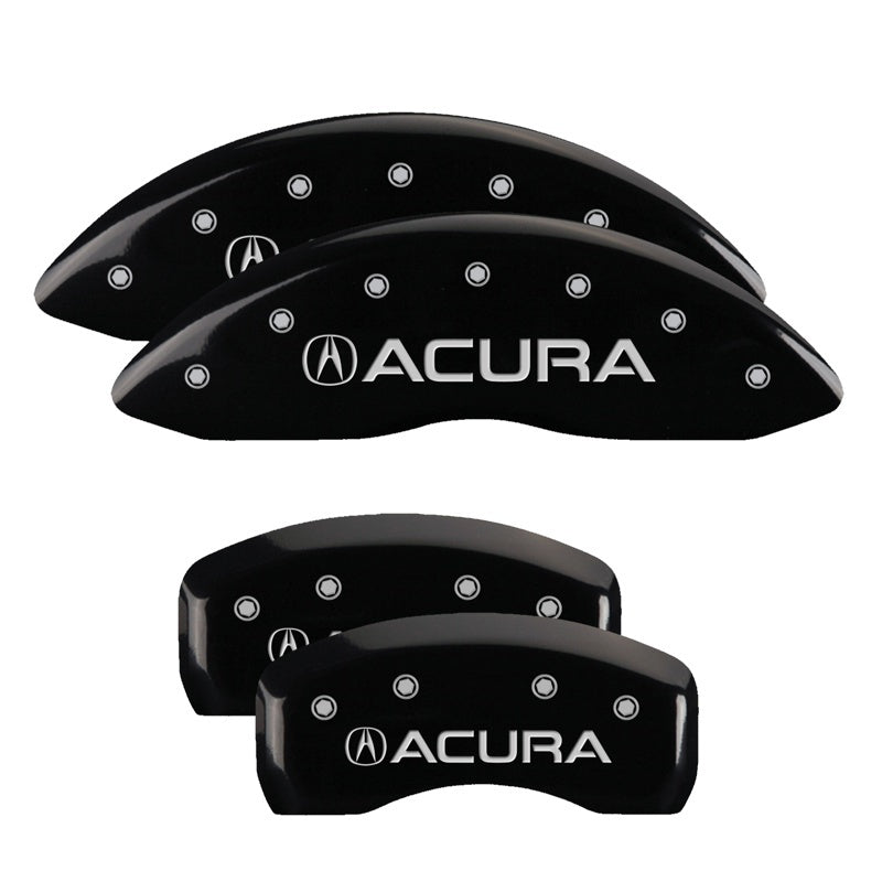 MGP 4 Caliper Covers Engraved Front & Rear Acura Black finish silver ch