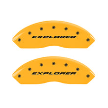 Load image into Gallery viewer, MGP 4 Caliper Covers Engraved Front &amp; Rear Explorer Yellow Finish Black Char 2006 Ford Explorer