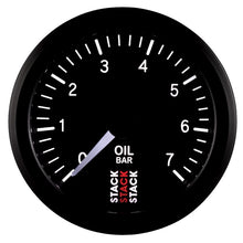 Laden Sie das Bild in den Galerie-Viewer, Autometer Stack 52mm 0-7 Bar M10 Male Pro Stepper Motor Oil Pressure Gauge - Black