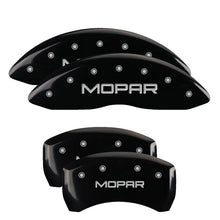 Load image into Gallery viewer, MGP 4 Caliper Covers Engraved Front &amp; Rear Style 1/Chrysler Wing Black finish silver ch