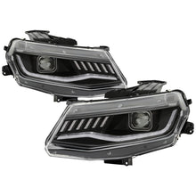 Load image into Gallery viewer, Spyder Chevy Camaro 16-18 Halogen Model Full LED Headlights Black PRO-YD-CCAM16HALAP-SEQ-BK