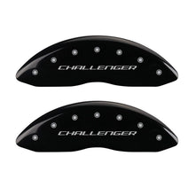 Cargar imagen en el visor de la galería, MGP 4 Caliper Covers Engraved Front &amp; Rear Block/Challenger Black finish silver ch