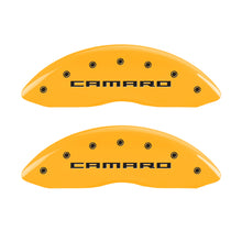 गैलरी व्यूवर में इमेज लोड करें, MGP 4 Caliper Covers Engraved Front &amp; Rear Gen 5/Camaro Yellow finish black ch