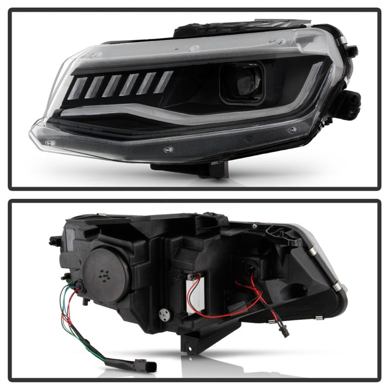 Spyder Chevy Camaro 16-18 HID Model Full LED Headlights Black PRO-YD-CCAM16HIDAP-SEQ-BK