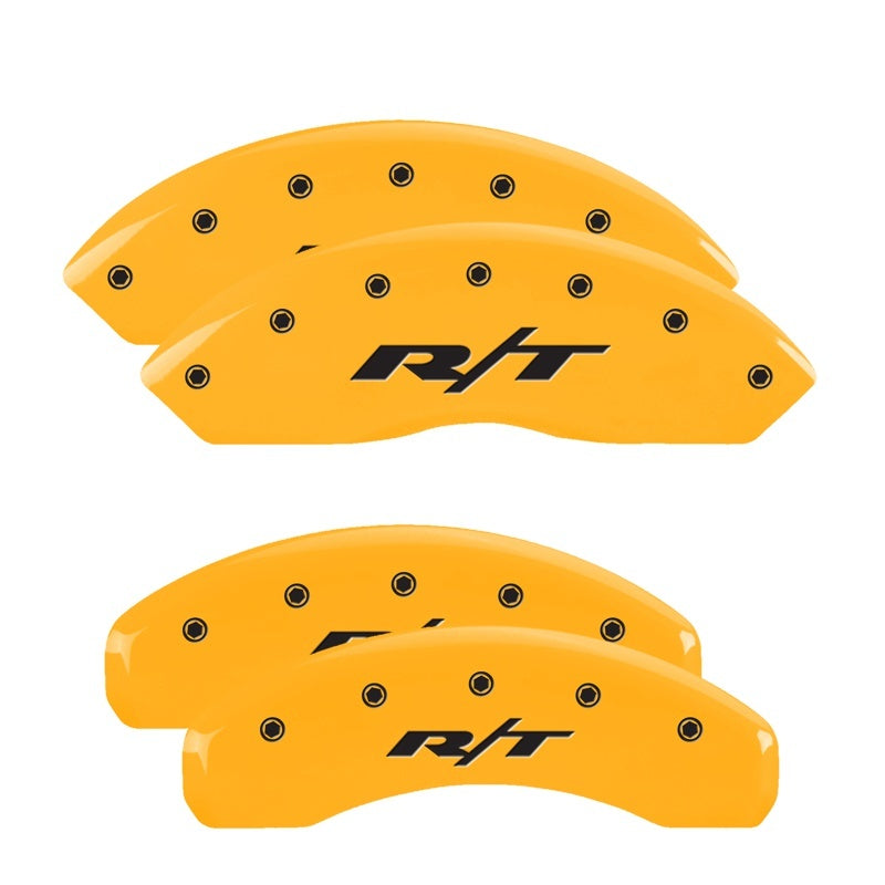 MGP 4 Caliper Covers Engraved Front & Rear RT Yellow finish black ch