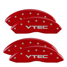 Cargar imagen en el visor de la galería, MGP 4 Caliper Covers Engraved Front &amp; Rear Vtech Red finish silver ch