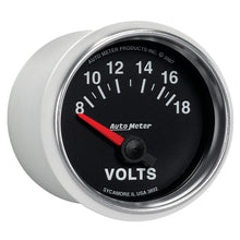 Laden Sie das Bild in den Galerie-Viewer, Autometer GS 52mm 8-18 Volts Short Sweep Electronic Voltmeter Gauge