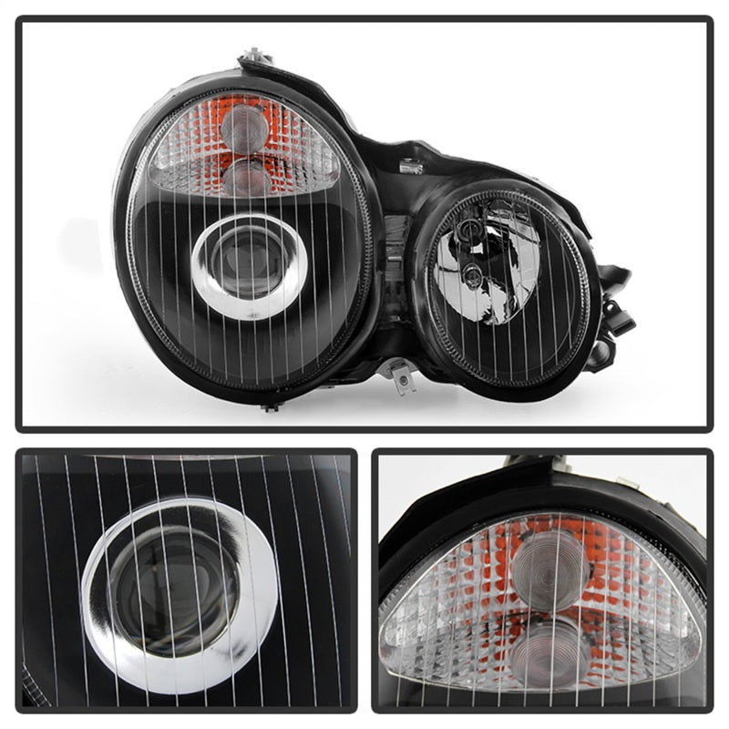 Xtune Mercedes Benz W210 E-Class 96-99 Projector Headlights Black PRO-CL-MW21095-BK