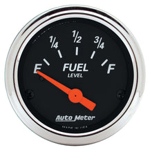 Laden Sie das Bild in den Galerie-Viewer, Autometer Designer Black 2 1/16in 0 Ohm E to 90 Ohm F Electronic Fuel Level Gauge