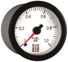 Load image into Gallery viewer, Autometer Stack 52mm 0-1 Bar M10 Male Pro Stepper Motor Fuel Pressure Gauge - White