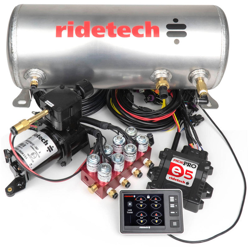 Ridetech RidePro E5 Air Ride Suspension Control System 3 Gallon Single Compressor 1/4in Valves