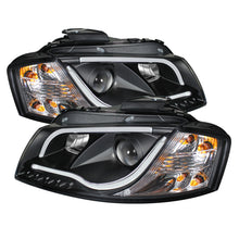 Cargar imagen en el visor de la galería, Spyder Audi A3 06-08 Projector Headlights Halogen Model- Light Tube DRL Blk PRO-YD-AA306-LTDRL-BK