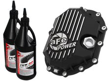 Carica l&#39;immagine nel visualizzatore di Gallery, AFE Power 11-18 GM 2500-3500 AAM 9.25 Axle Front Diff Cover Black Machined w/ 2 Qts 75w90 Oil