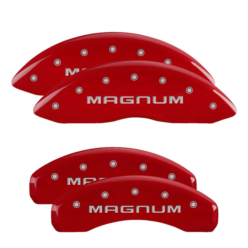 MGP 4 Caliper Covers Engraved Front & Rear Magnum Red finish silver ch