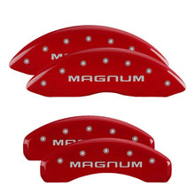 Load image into Gallery viewer, MGP 4 Caliper Covers Engraved Front &amp; Rear Magnum Red finish silver ch