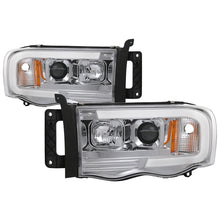 Load image into Gallery viewer, Spyder Dodge Ram 1500 02-05 V2 Projector Headlights - Light Bar DRL - Chrome PRO-YD-DR02V2-LB-C