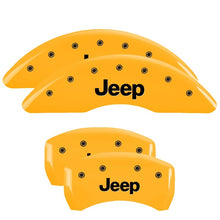 Carica l&#39;immagine nel visualizzatore di Gallery, MGP 4 Caliper Covers Engraved Front &amp; Rear JEEP Yellow finish black ch