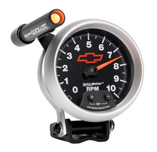 Laden Sie das Bild in den Galerie-Viewer, Autometer GM Red Bowtie Black 3-3/4in 0-10000 RPM Pedestal Mount Tachometer Quick-Lite