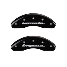 Load image into Gallery viewer, MGP 4 Caliper Covers Engraved Front &amp; Rear Impala Black finish silver ch