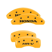 Laden Sie das Bild in den Galerie-Viewer, MGP 4 Caliper Covers Engraved Front Honda Engraved Rear HR-V Yellow finish black ch