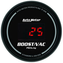 Laden Sie das Bild in den Galerie-Viewer, Autometer Black 52mm 30 In Hg.-Vac./30 PSI Digital Vacuum/Boost Gauge