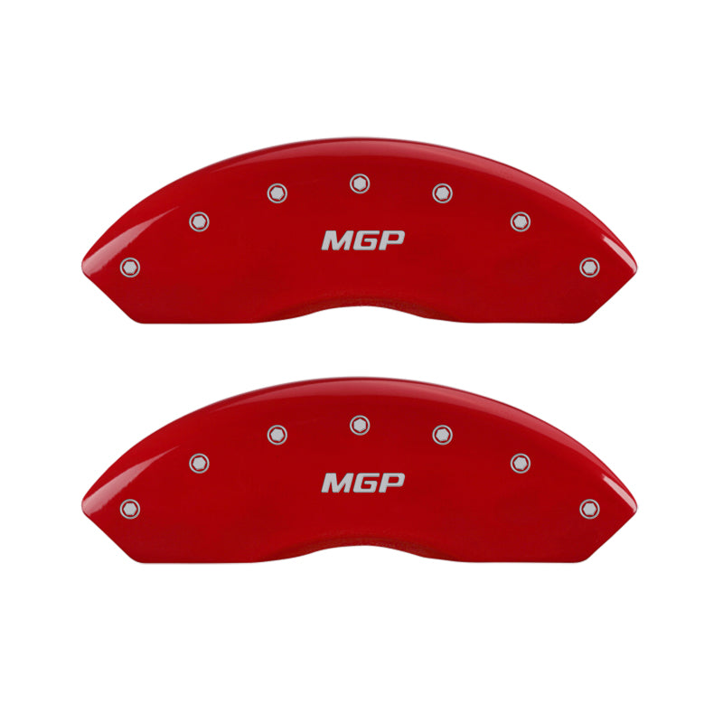 MGP 4 Caliper Covers Engraved Front & Rear MGP Red Finish Silver Characters 2017 Ford Fusion