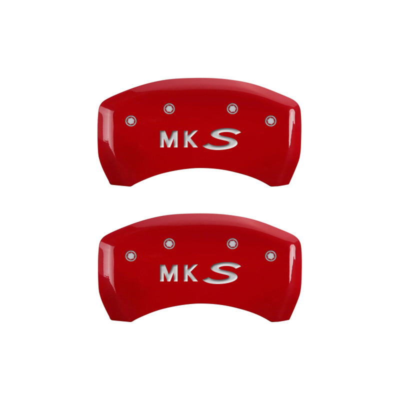 MGP 4 Caliper Covers Engraved Front Lincoln Engraved Rear MKS Red finish silver ch