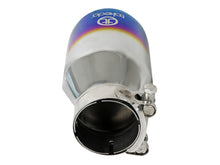 Cargar imagen en el visor de la galería, aFe Takeda 304 Stainless Steel Clamp-On Exhaust Tip 2.5in Inlet / 4in Outlet - Blue Flame