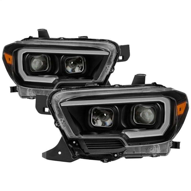 xTune 16-18 Toyota Tacoma SR/SR5 DRL Proj Headlights w/Turn Signal - Blk (PRO-JH-TTA16-SR-BK)