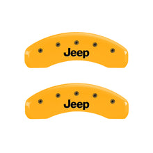 गैलरी व्यूवर में इमेज लोड करें, MGP 4 Caliper Covers Engraved Front &amp; Rear Jeep Yellow Finish Black Char 2006 Jeep Wrangler