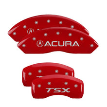 Laden Sie das Bild in den Galerie-Viewer, MGP 4 Caliper Covers Engraved Front Acura Engraved Rear TSX Red finish silver ch