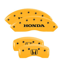 Cargar imagen en el visor de la galería, MGP 4 Caliper Covers Engraved Front Honda Rear H Logo Yellow Finish Black Char 2004 Honda Pilot