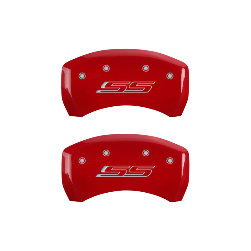 MGP 4 Caliper Covers Engraved Front & Rear Gen 5/SS Red finish silver ch